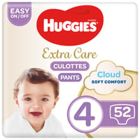 Huggies Extra Care Culottes, Size 4, 9 - 14 kg, Jumbo Pack, 52 Diaper Pants