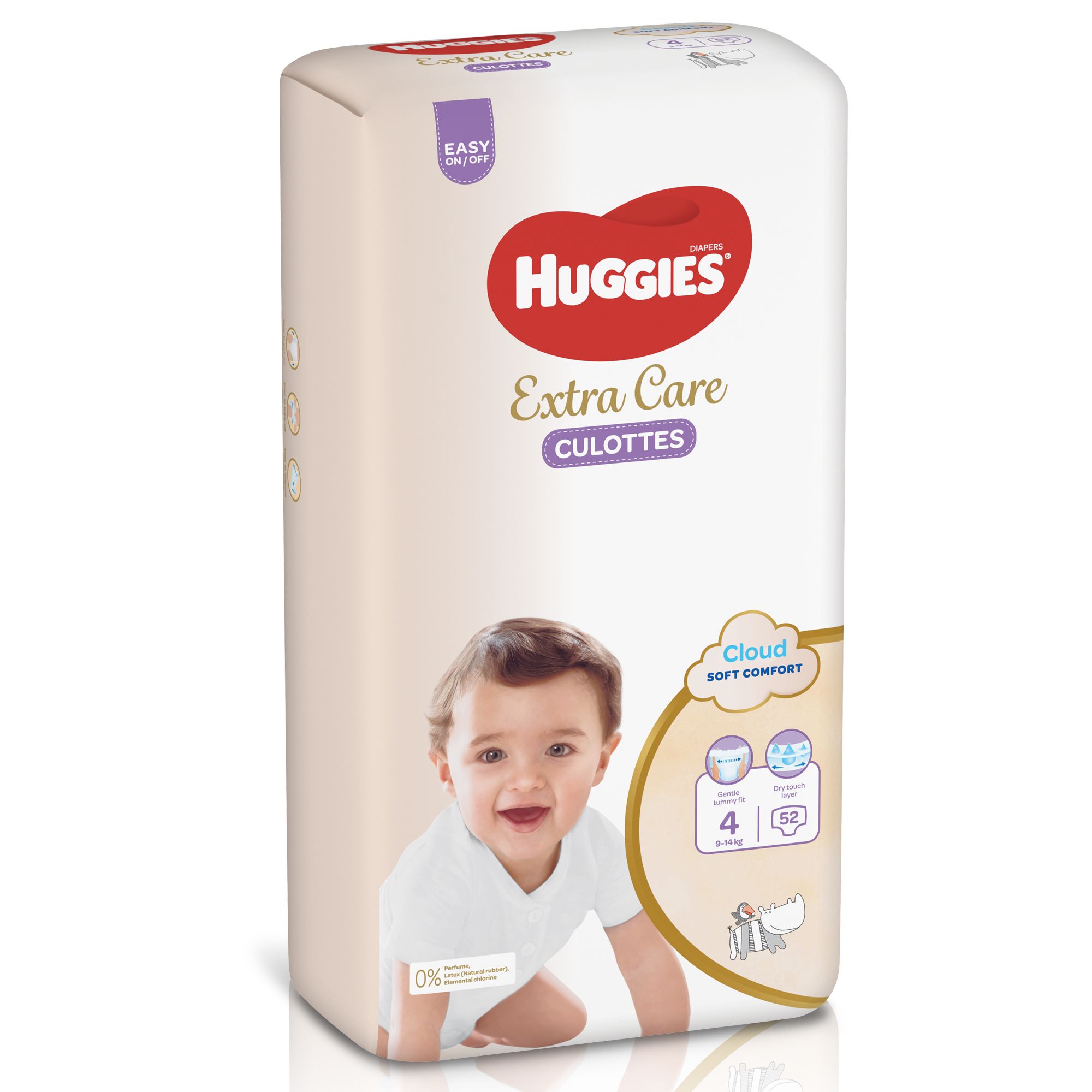 Huggies Extra Care Culottes, Size 4, 9 - 14 kg, Jumbo Pack, 52 Diaper Pants